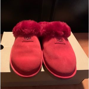 UGGs red suede slipper/shoes. Brand new in box, never worn..